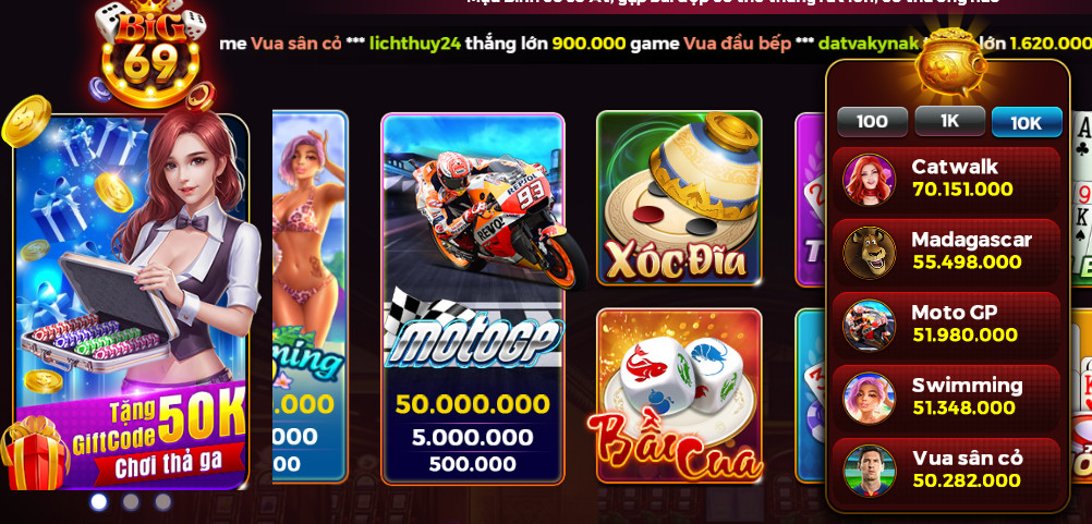 Sản phẩm cá cược, trò chơi tại cổng game Big69.Club