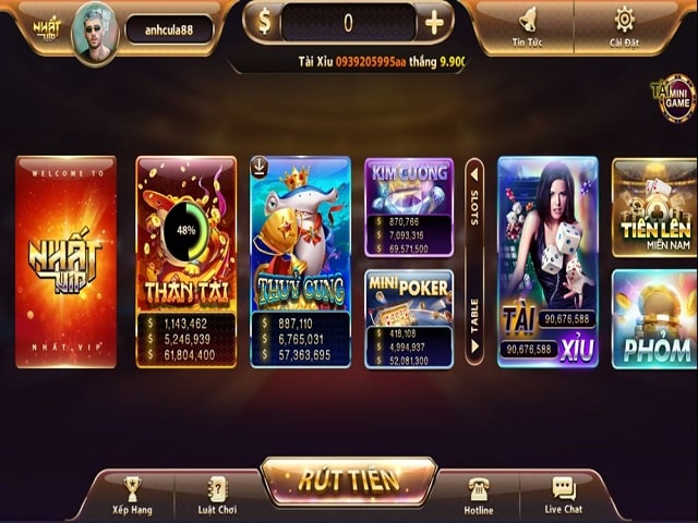 Gửi tiền/rút tiền tại cổng game Nhất VIP