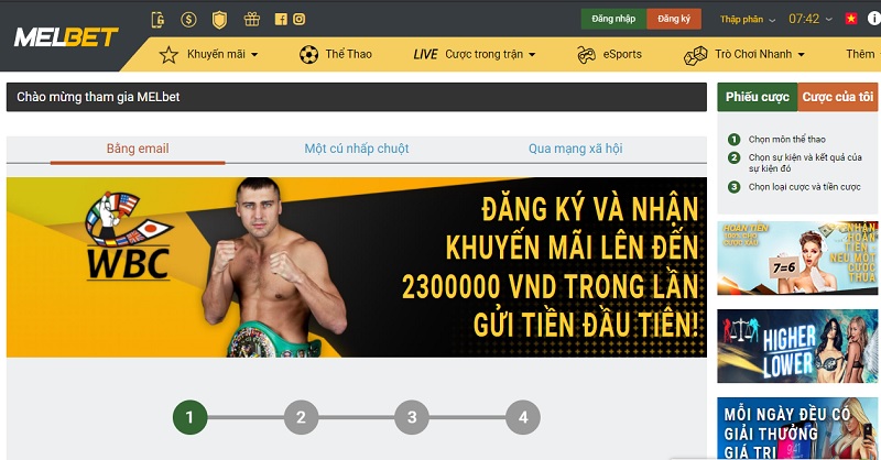 Cách đăng ký/đăng nhập nhà cái Melbet